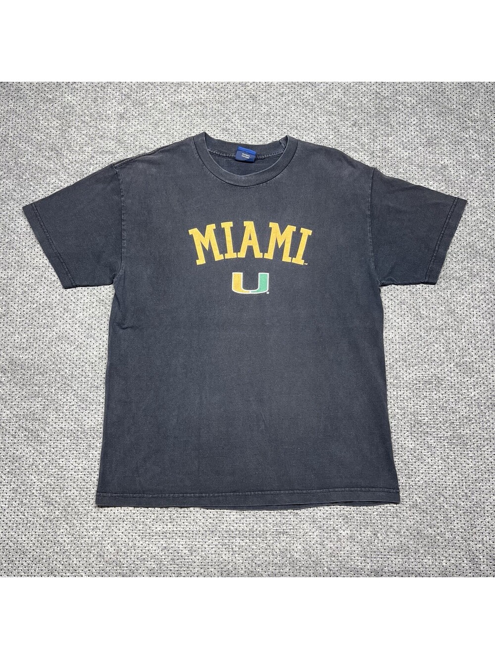 Vintage University Of Miami Hurricanes T-Shirt Medium RARE MENS BLACK
